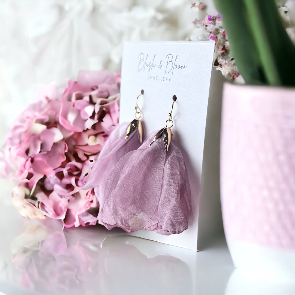 Blush flower dangle earring blush and bloom jewellery